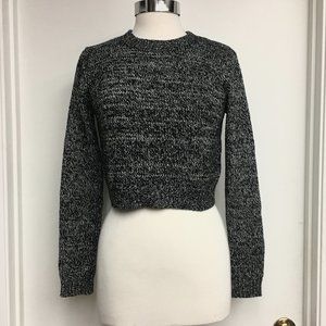 Forever21 Cropped Black Speckled Long Sleeve Top